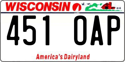 WI license plate 451OAP