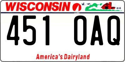 WI license plate 451OAQ