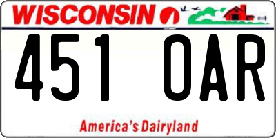 WI license plate 451OAR