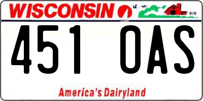 WI license plate 451OAS