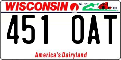 WI license plate 451OAT
