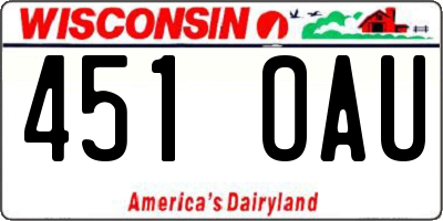 WI license plate 451OAU