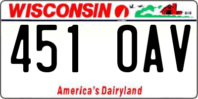 WI license plate 451OAV