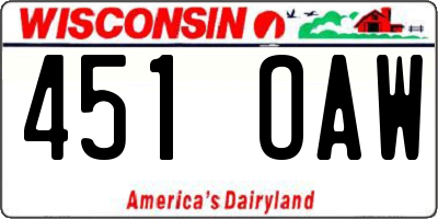 WI license plate 451OAW