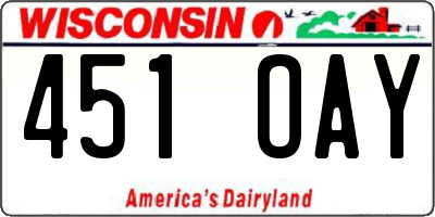 WI license plate 451OAY