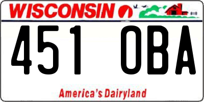 WI license plate 451OBA