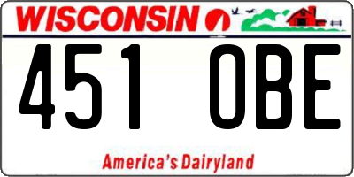 WI license plate 451OBE