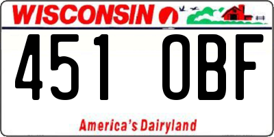 WI license plate 451OBF