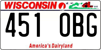 WI license plate 451OBG