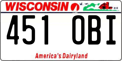WI license plate 451OBI