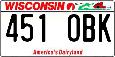 WI license plate 451OBK