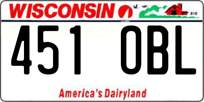 WI license plate 451OBL