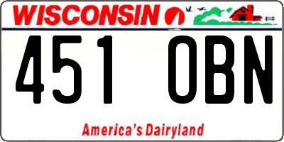 WI license plate 451OBN