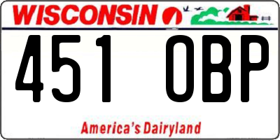WI license plate 451OBP
