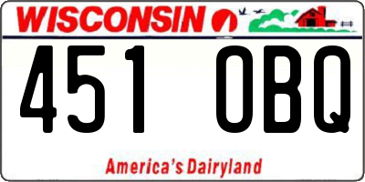 WI license plate 451OBQ