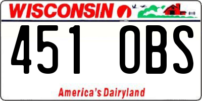 WI license plate 451OBS