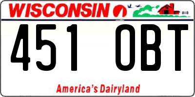 WI license plate 451OBT
