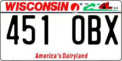 WI license plate 451OBX
