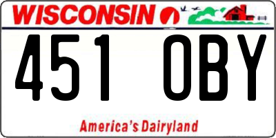 WI license plate 451OBY