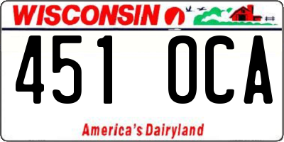 WI license plate 451OCA