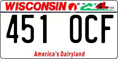 WI license plate 451OCF