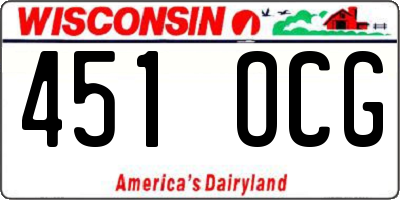 WI license plate 451OCG