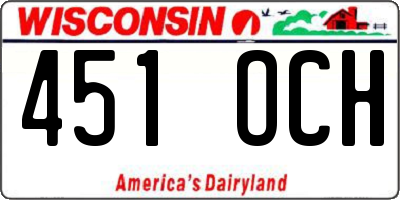 WI license plate 451OCH