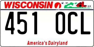 WI license plate 451OCL