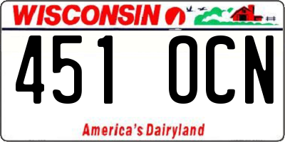 WI license plate 451OCN