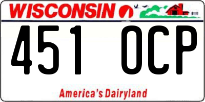 WI license plate 451OCP