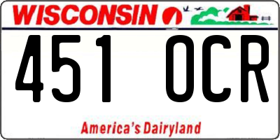 WI license plate 451OCR