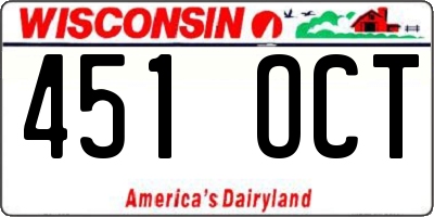 WI license plate 451OCT