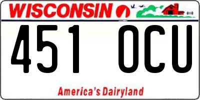 WI license plate 451OCU
