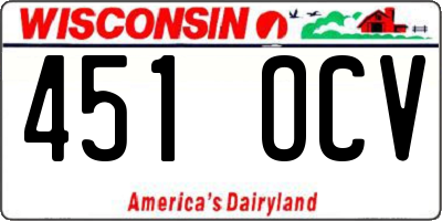 WI license plate 451OCV