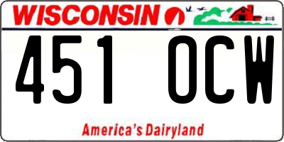 WI license plate 451OCW
