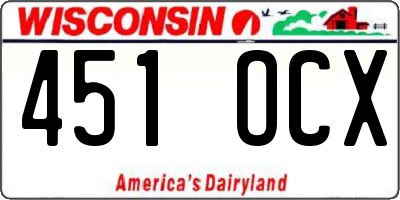WI license plate 451OCX