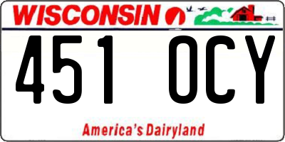 WI license plate 451OCY