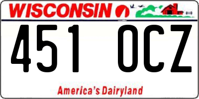 WI license plate 451OCZ