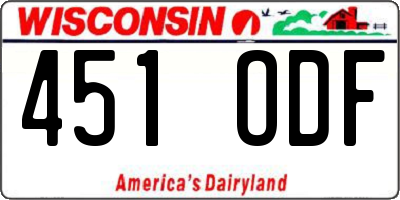 WI license plate 451ODF