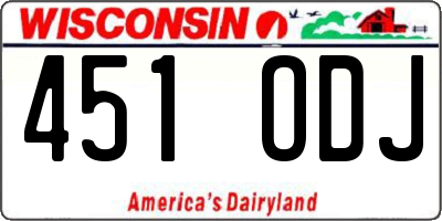 WI license plate 451ODJ