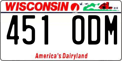 WI license plate 451ODM