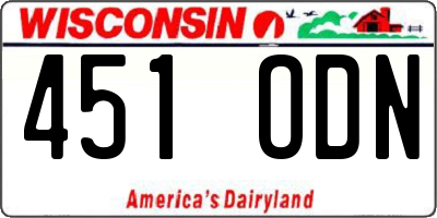 WI license plate 451ODN