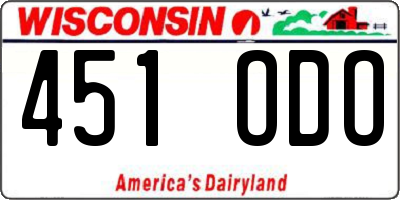 WI license plate 451ODO