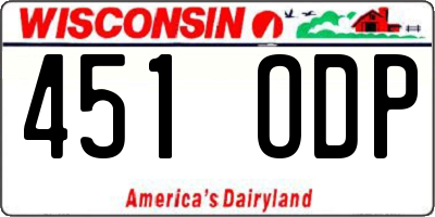 WI license plate 451ODP