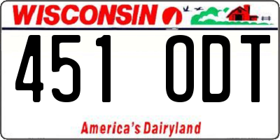 WI license plate 451ODT