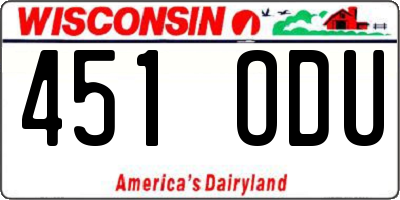 WI license plate 451ODU