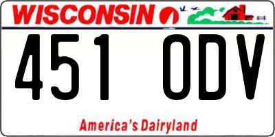 WI license plate 451ODV