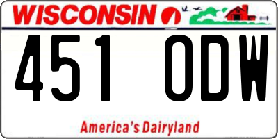 WI license plate 451ODW