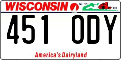 WI license plate 451ODY