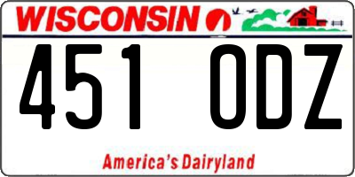 WI license plate 451ODZ